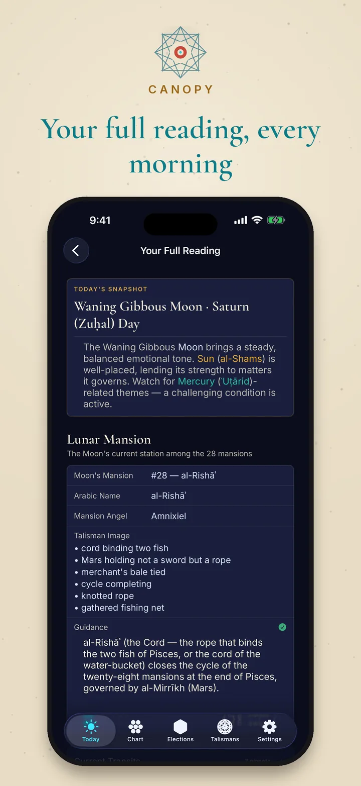 The full daily reading in dark mode
