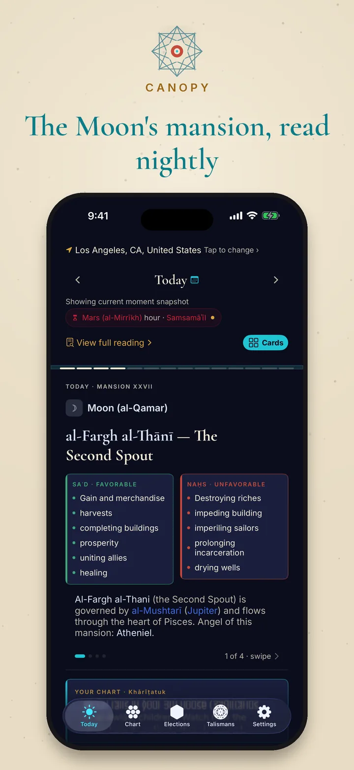 The Moon's mansion read nightly, in dark mode
