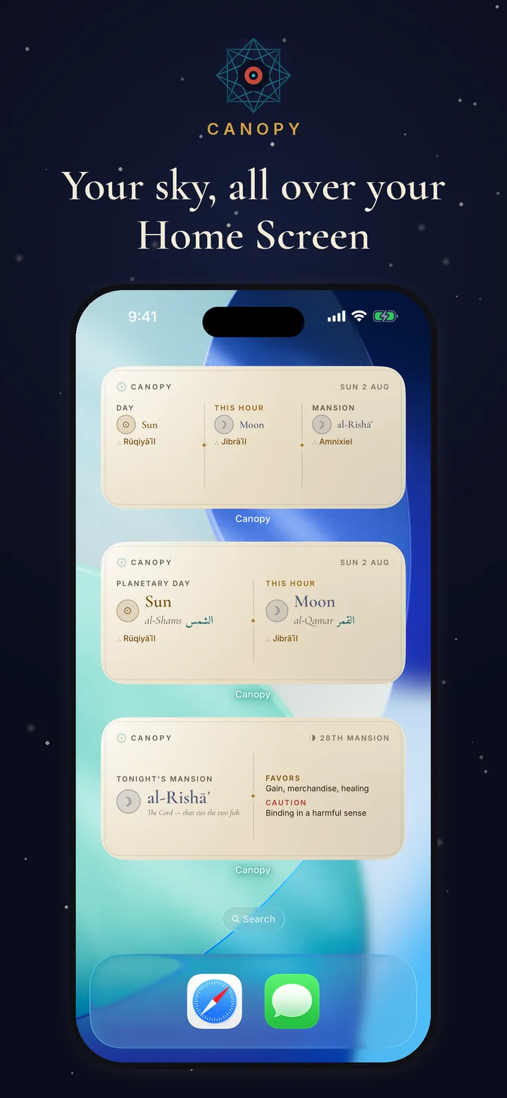 The collection of Canopy Home Screen widgets